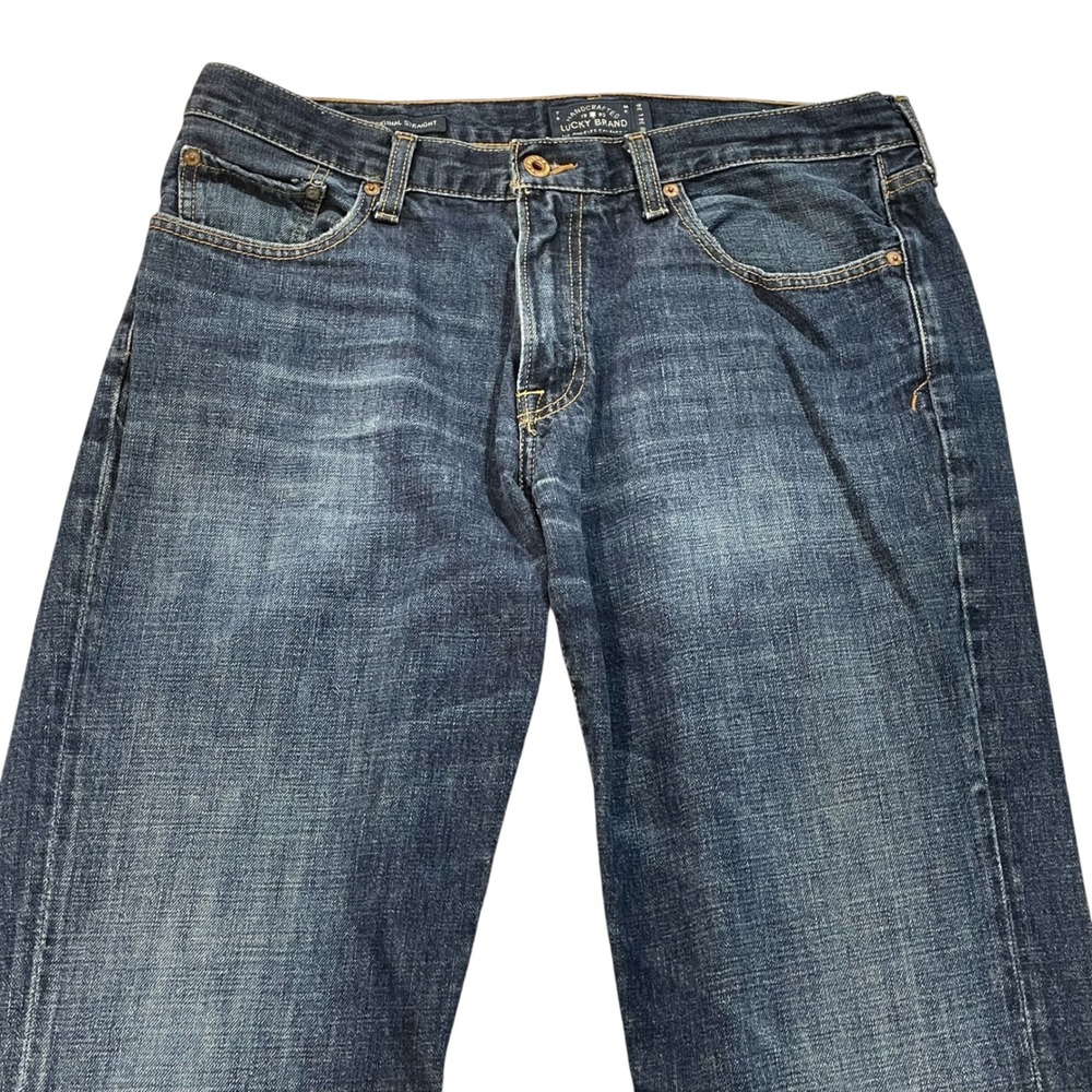 Lucky Brand 221 Original Straight Jeans Mens 34x34 Dark Wash Denim Indigo